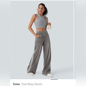 Halara Flex™ High Waisted Striped Wide Leg Casual Jeans Sz L tall (12-14)